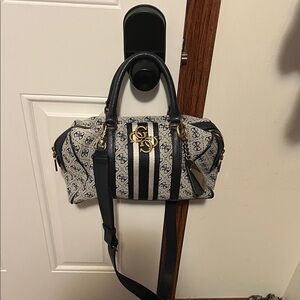 Guess Navy and White Satchel